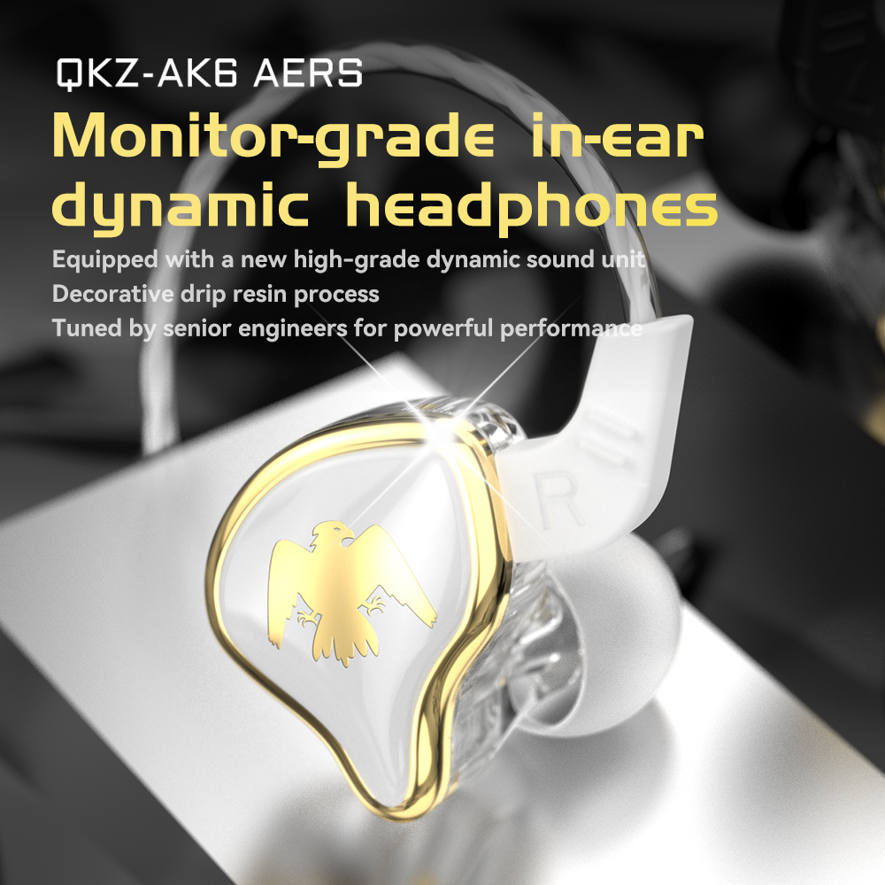 QKZ AK6 Ares Dynamic Earphones In Ear HIFI Bass Earbuds Sport Headset Noise Cancelling Music Monitor Wired Headphones With Mic