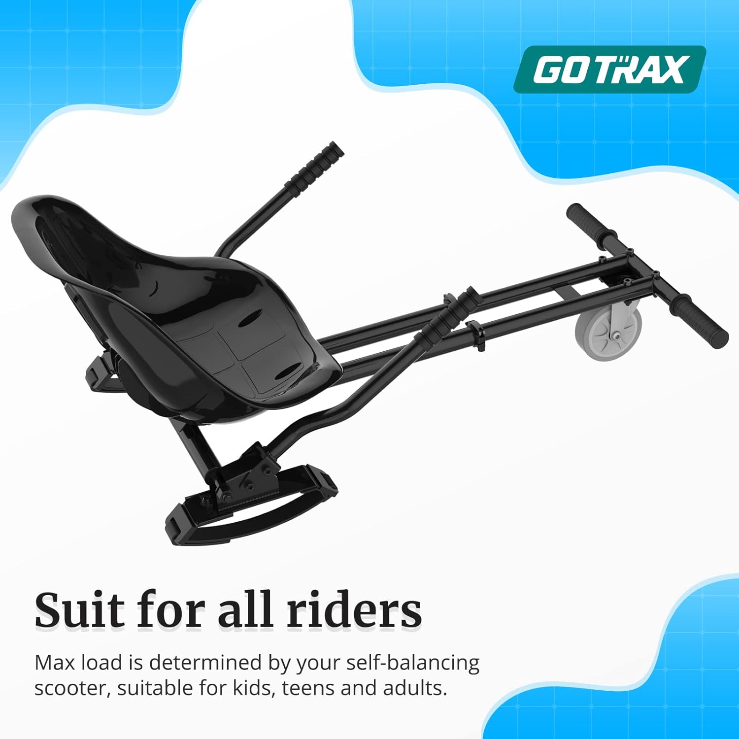 Gotrax Hoverboard Kart Seat Attachment Accessory for 6.5" 8" 8.5" 10" Self Balancing Scooter, Adjustable Frame Length and Handlebar Control Buggy Atta