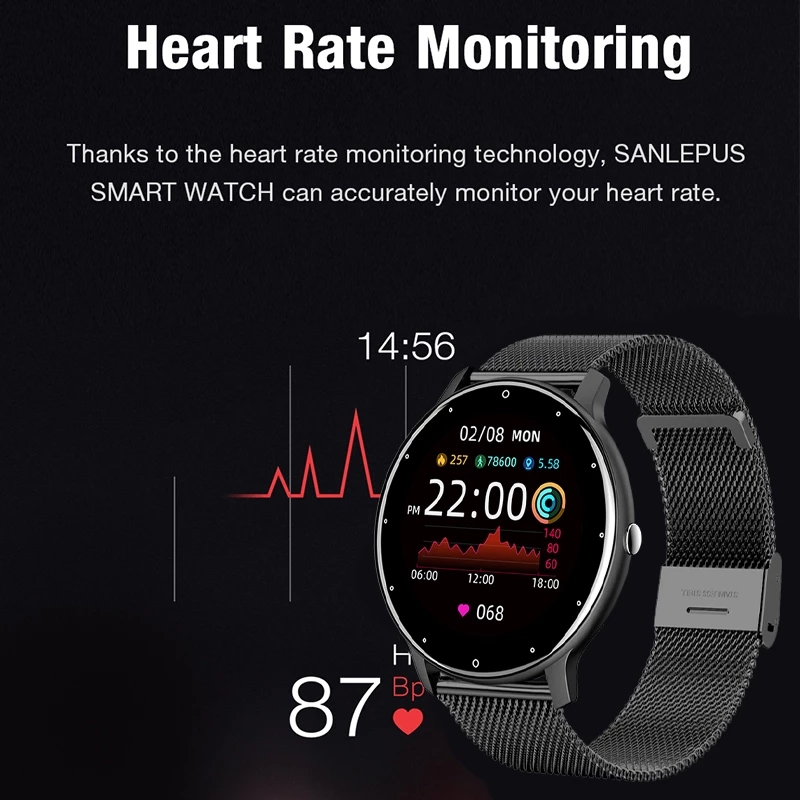 Smart watch Ladies Full touch Screen Sports Fitness watch ZL02 waterproof Bluetooth For Android iOS Smart watch Female