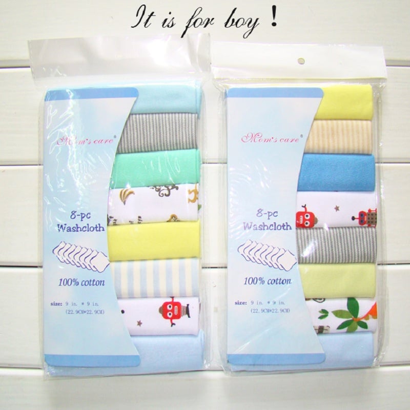 8pcs/pack Baby Boys Girls Washcloth Handkerchief