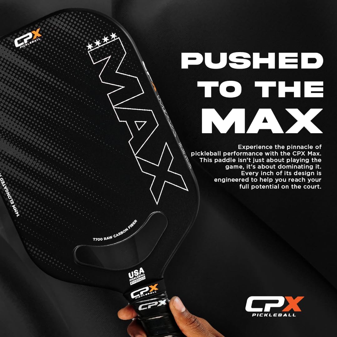 CPX MAX Raw Carbon Fiber T700 Pickleball Elongated Paddle Racket - Professional Grade