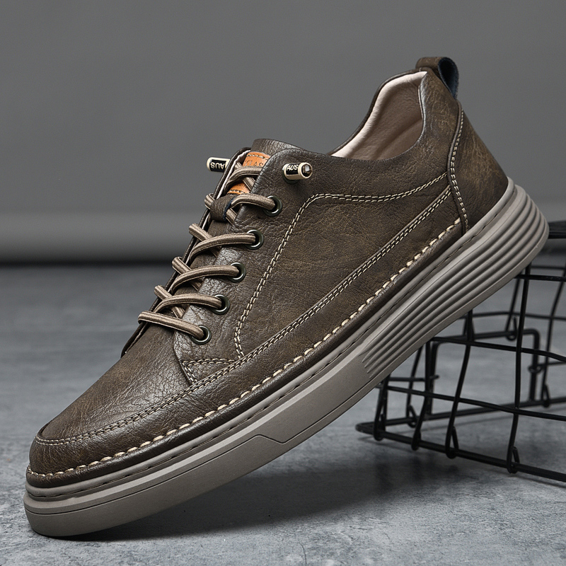 Genuine Leather Elastic Oxford Shoes Comfortable Outdoor Sneakers Men Shoes Handmade Leather Shoes Casual Shoe Walking Shoes Men
