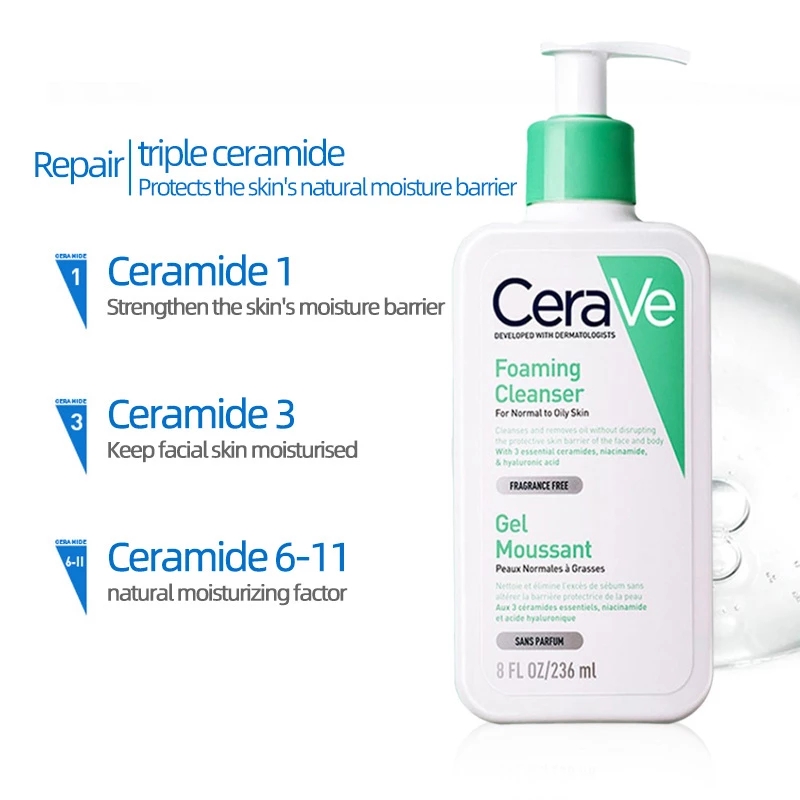 Cerave 3PCS Set Foaming Cleanser+Hydrating+Salicylic Acid Mild Facial Cleanser Blackhead Removal Wash Skin Care Beauty Health