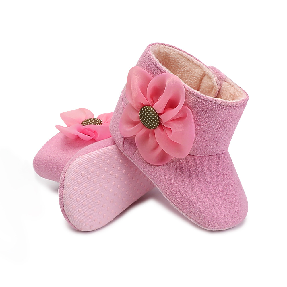 Newborn Baby Toddler Boy Girl Soft Sole Flower Bow Crib Shoes Warm Boots Prewalker 0-18M