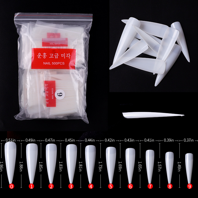 500Pcs False Salon Nail Tips Design Fake Gel Nails Extension Full Cover Sculpted Stiletto Coffin Tips Manicure Accessories