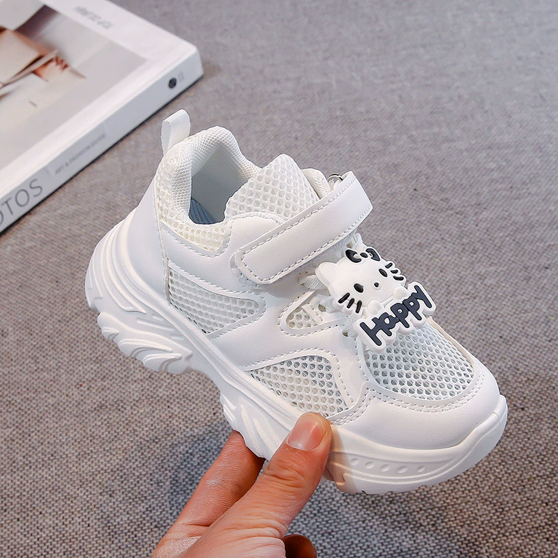2025 Spring/Summer New Girl's Breathable Cartoon Mesh Sneakers Non slip Soft Bottom Running Shoes