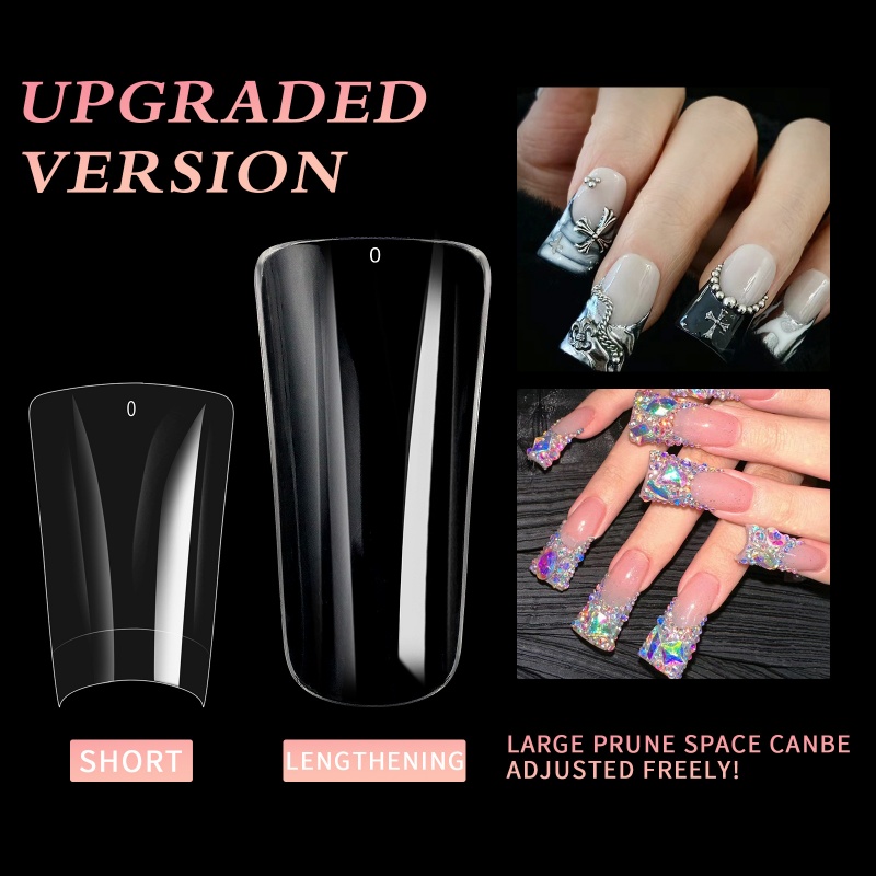 500 PCS Duckbill Shape Acrylic False Nail Tips Wide French Half Cover Gel Extension Fake Nails Special Shaped Nails Art Manicure