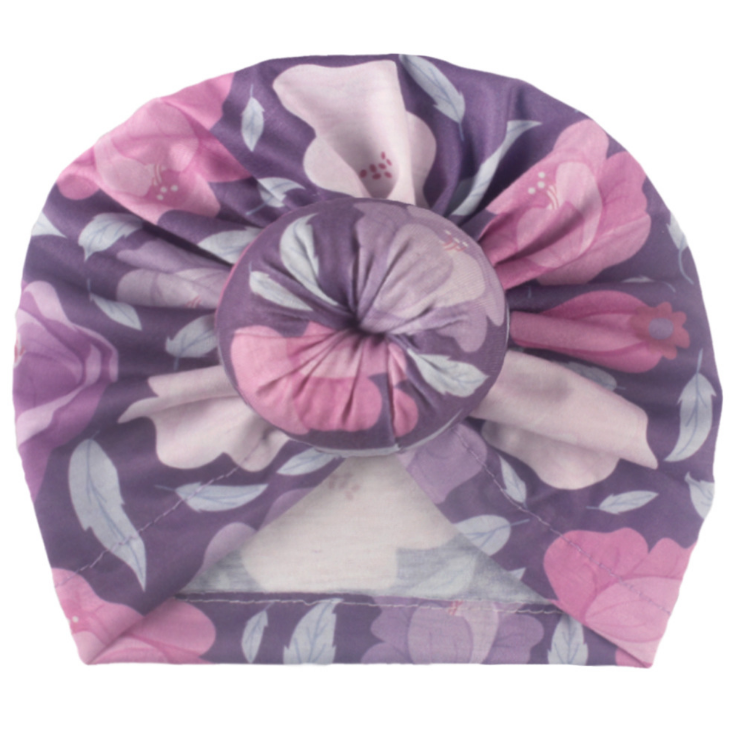 New 7-color doughnut baby printed headscarf India knot hat children's Pullover cap