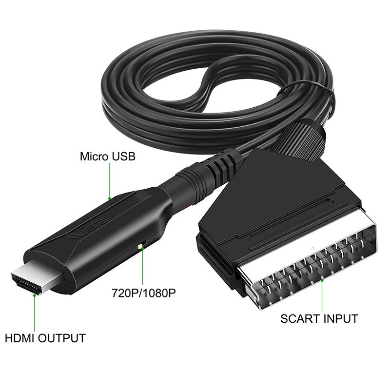 2023 new SCART to HDMI cable with a length of 1m, direct connection and convenient conversion cable