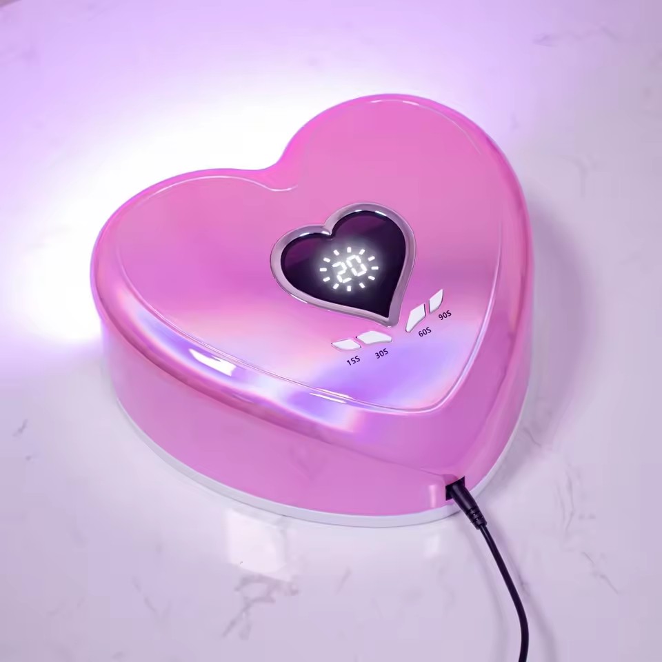 High Power 96W RED Light LED Nail Lamp Heart Shape Gel UV Lamp Manicure Nail Polish Dryer Machine for Fast Drying All Gel Polish