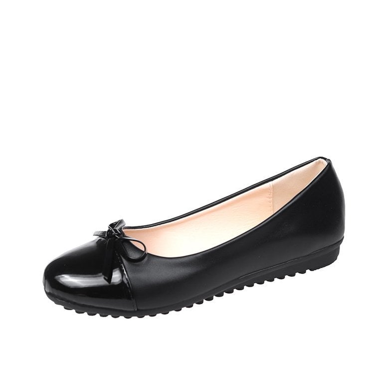 Round headed flat bottomed fashion casual plus size women's shallow mouth casual bow tie women's single shoes