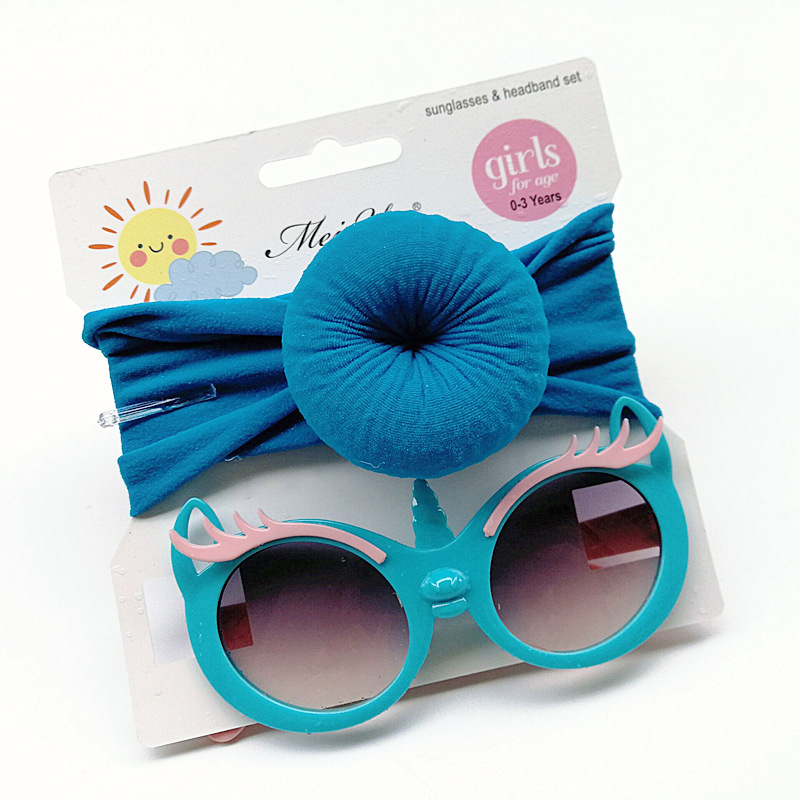 New Children's Hairband Sunglasses Set Donut Hairband Glasses Two-piece Set Anti-Purple Line Sunglasses