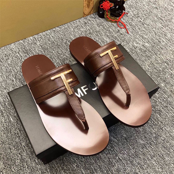 TOMFORD men's genuine leather flip flops