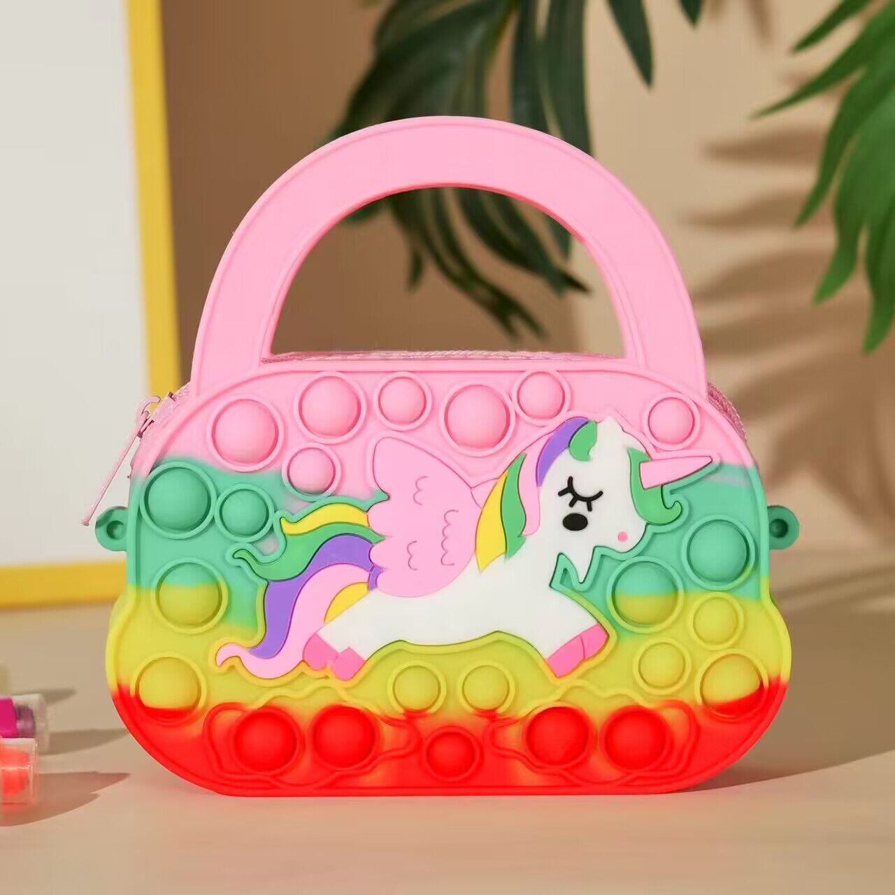 Unicorn Purse Rainbow Handbag Toys for Girls Kids Pop Sensory Popper Toy for Unicorn Birthday Gifts