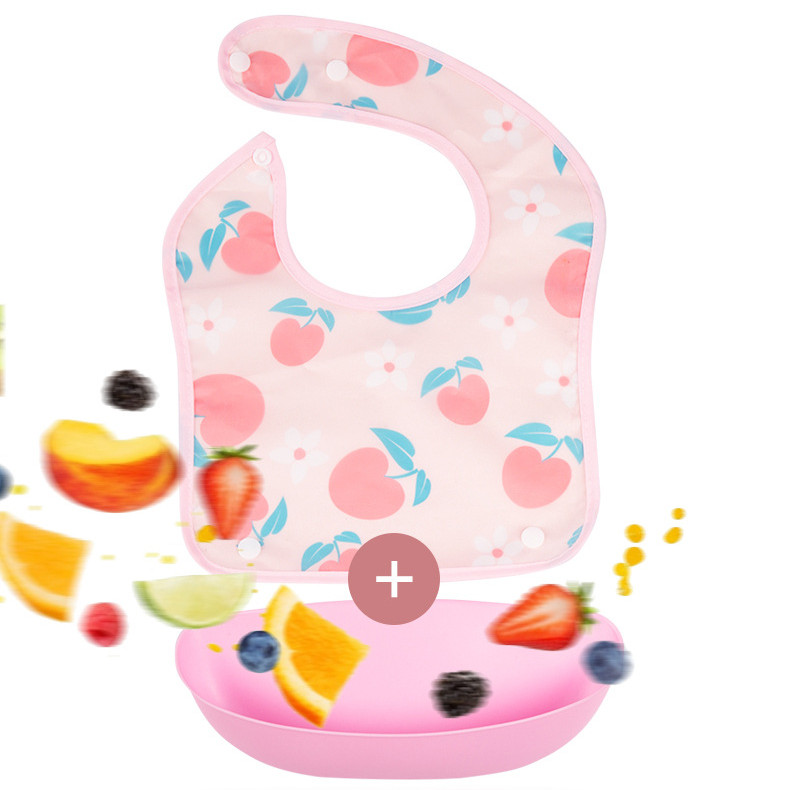 Baby's dining bib EVA waterproof detachable feeding bib Children's bib Mouth water towel Children's wash free dining bib