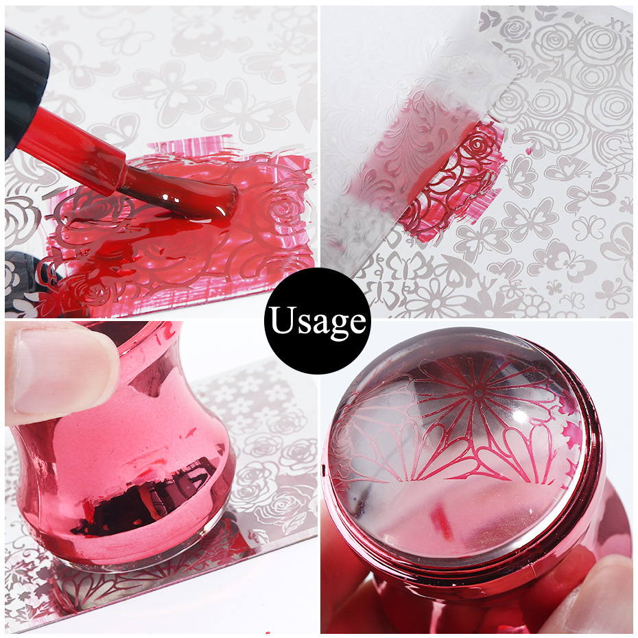 Clear Silicone Nail Stamper Scraper Set Jelly Nail Art Stamp Polish Print Transfer For Stamping Plate Template Tools TR1033