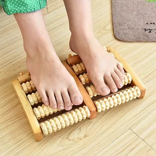 Three-row foot massager, wooden foot massager, relaxing massager
