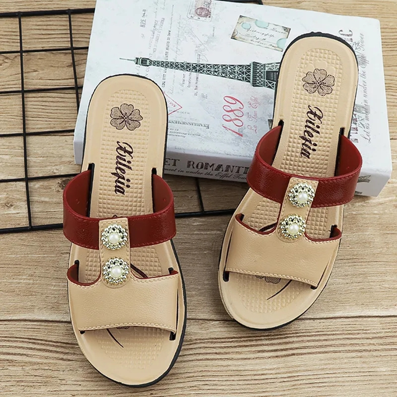 Summer new popular women's cool slippers with anti slip thick sole and fashionable women's shoes