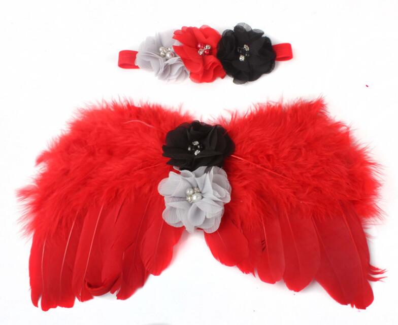 Newborn Photography Props Costume Cute Angel Wings+Headband Photo Props Infant Baby Girls Boys Outfits Accessories
