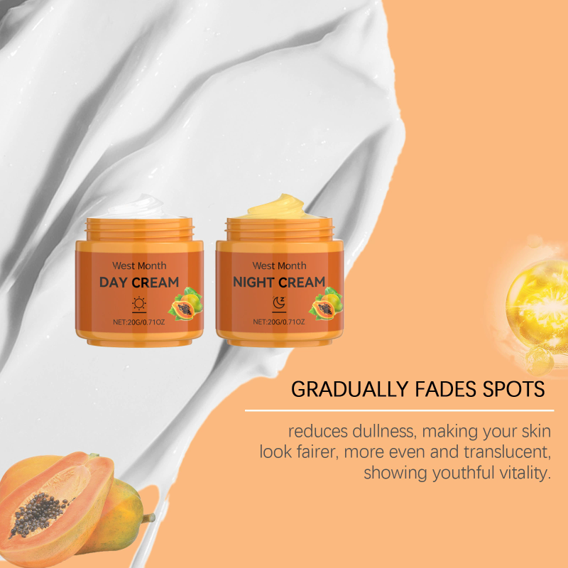 Papaya Whitening Day And Night Cream Anti Freckle Face Cream Improve Dark Skin Refreshing Face Skin 2pcs/set