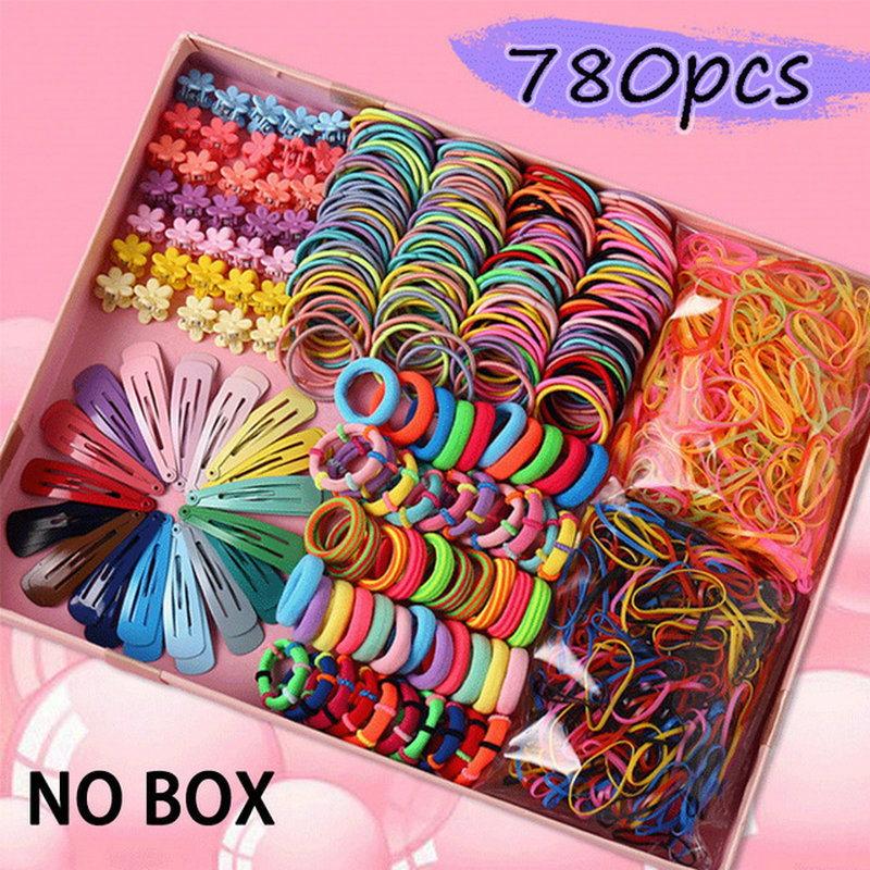 780PC Hair binding rubber band small grip clip combination set baby girl BB clip hair clip hair accessories hairpin
