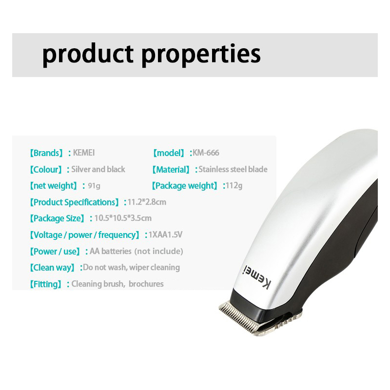 Kemei Electric Hair Clipper Mini Hair Trimmer Cutting Machine Beard Barber Razor For Men Style Tools KM-666