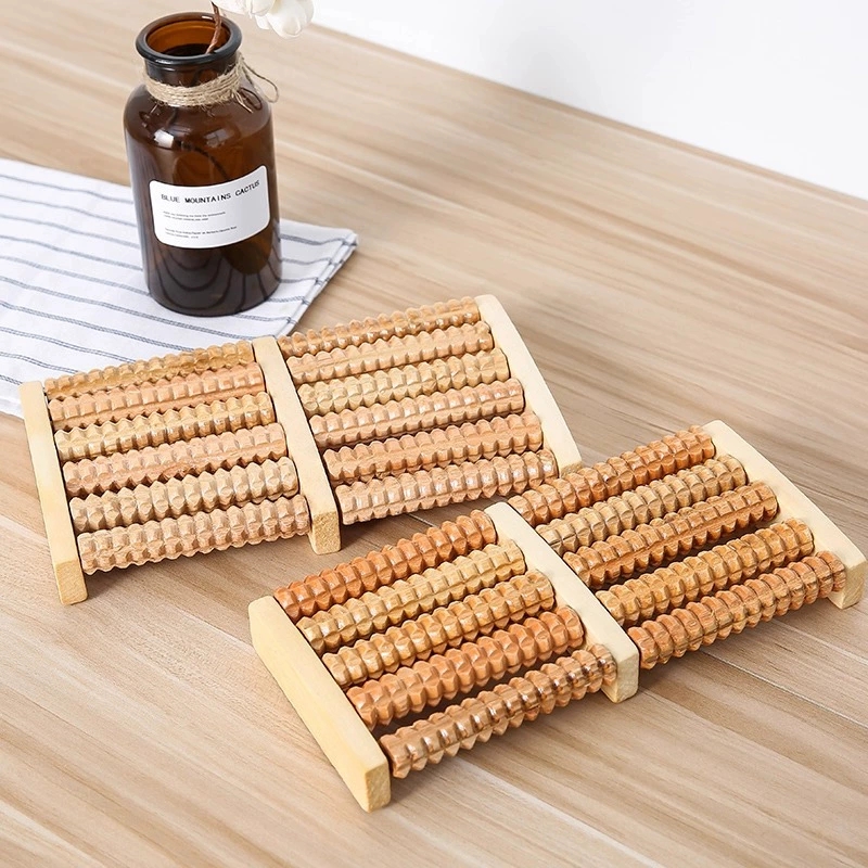 Three-row foot massager, wooden foot massager, relaxing massager