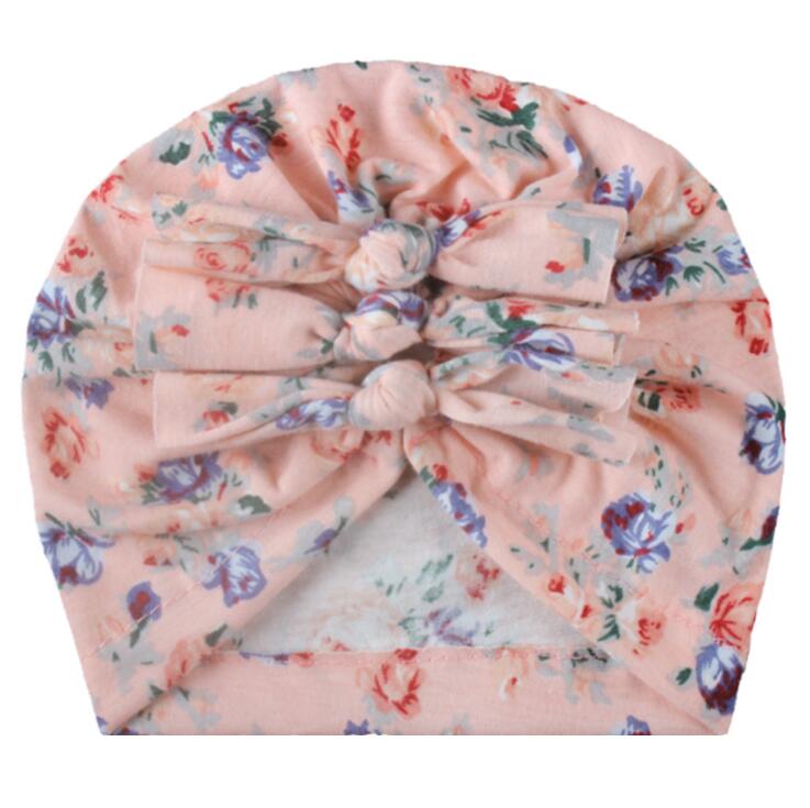 Children's Pullover cap new style endless print pleated bow Indian Hat Baby Hat