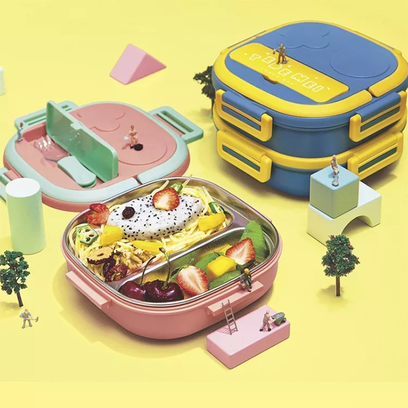 550ML Stainless Steel Bento Box Insulated Lunch Box For Kids Toddler Girls Metal Portion Sections Leakproof Lunch Container Box