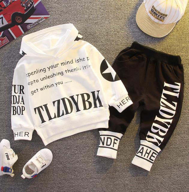 New kids clothing two pieces sports sets Korean version boys girls baby children casual hoodie trousers cotton suit