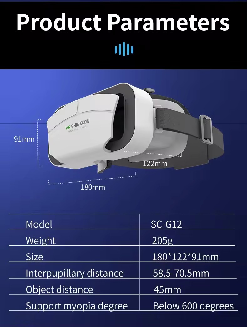 G12 IMAX Giant Screen Virtual Reality Glasses HD 3D Movie Google Cardboard Box VR Helmet for 4.7-7" Phone,Support Game Joystick