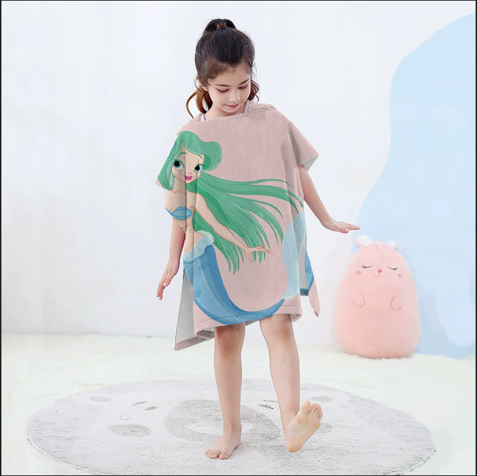 Girls Unicorn Bathrobe Boys Shark Beach Towel Baby Mermaid Cape Towels Children Bathing Stuff Kids Microfiber Washcloth Blanket