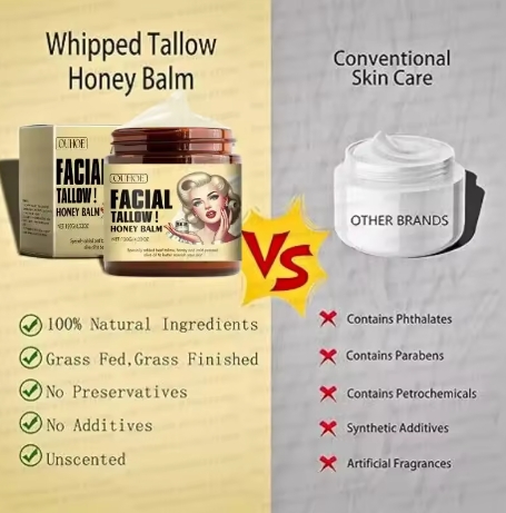 120g Whipped Beef Tallow Cream And Honey Balm Moisturizing Beef Tallow Serum Body Lotion Grass Fed Grass Finished Face Lip Care