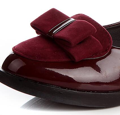 27-37 Children's Single Shoes Girls Low-heeled Square Bow Princess Dance Shoes Patent Student Performance Shoes