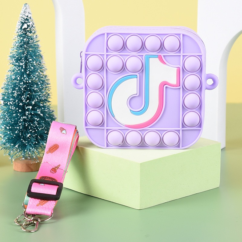 Tik Tok Popits Popet Silicone Dimple Stationery Storage Bag Popite Coin Purse Bag Fidget Toys Push Bubbles Girl Christmas Gift