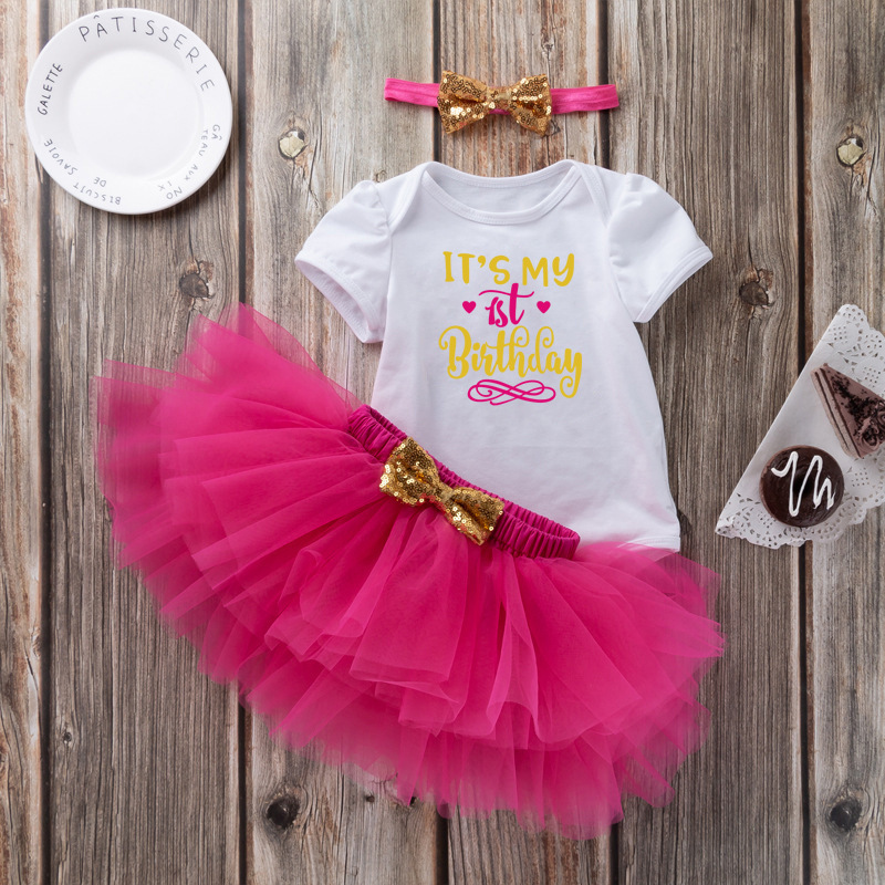 Baby suit girl baby birthday clothes romper princess skirt children's clothing one-year-old holiday clothes