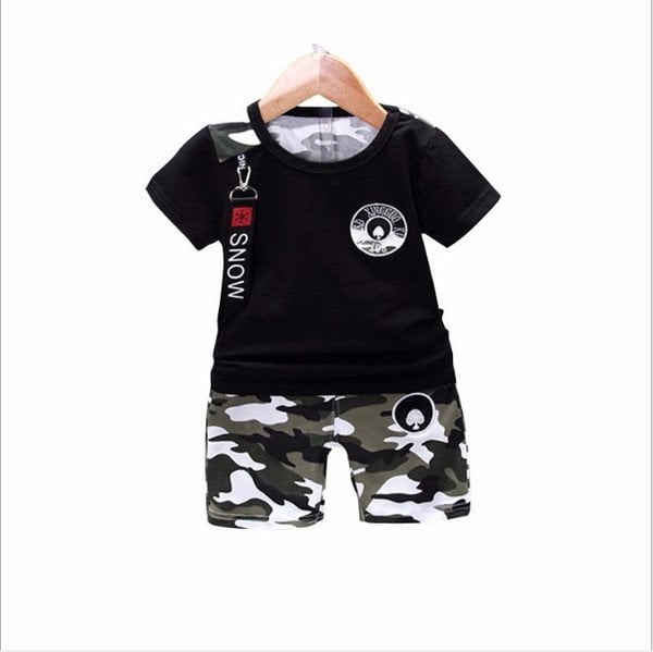 New summer casual version of men and women baby short-sleeved boys shorts two-piece baby children's suit tide