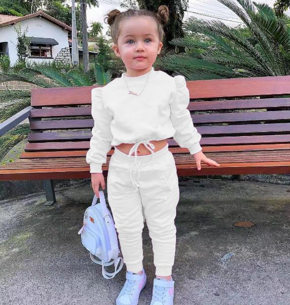 Girl's Wear set Autumn Leisure Sports New Long Sleeve Solid Color Sweater Set ins kids clothes children clothes
