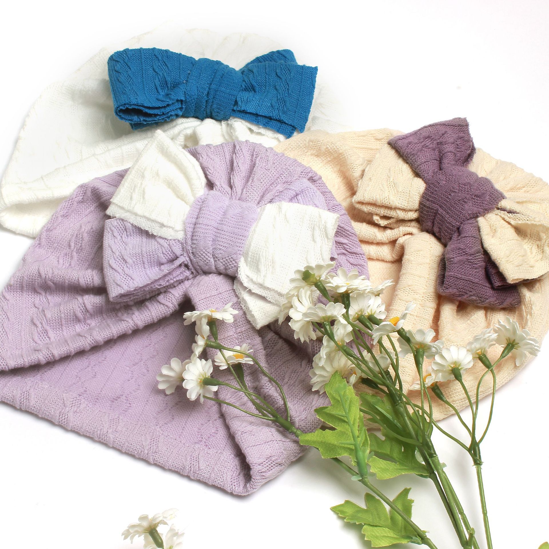 Baby headband bow Headband Newborn elastic headband bow Soft nylon children's headwear color bow pullover hat new model
