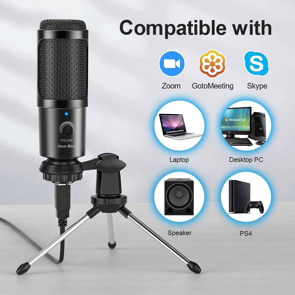 USB Condenser Microphone for PC Professional USB Microphone for Computer Laptop Gaming Streaming Recording Studio YouTube Video