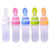 Newborn baby milking bottle silicone training meal spoon baby cereal supplement food safety tableware tool feeding spoon