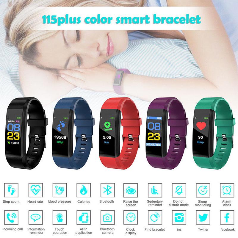 115Plus Bracelet Heart Rate Blood Pressure Smart Band Fitness Tracker Smartband Bluetooth Wristband for fitbits Smart Watch