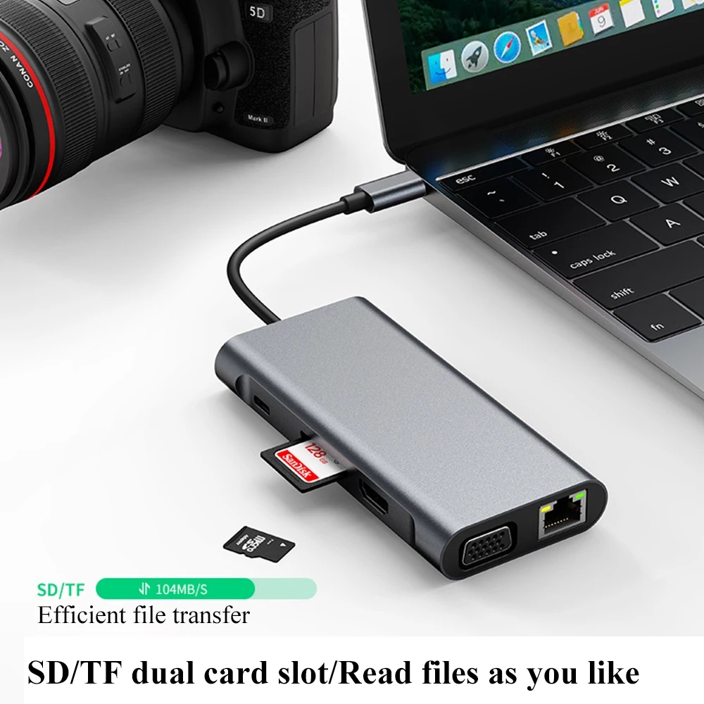 LORYI Multi-interface Docking Station USB C Hub Gigabit Notebook Converter Compatible for MacBook Air Pro and Other TypeC Laptop
