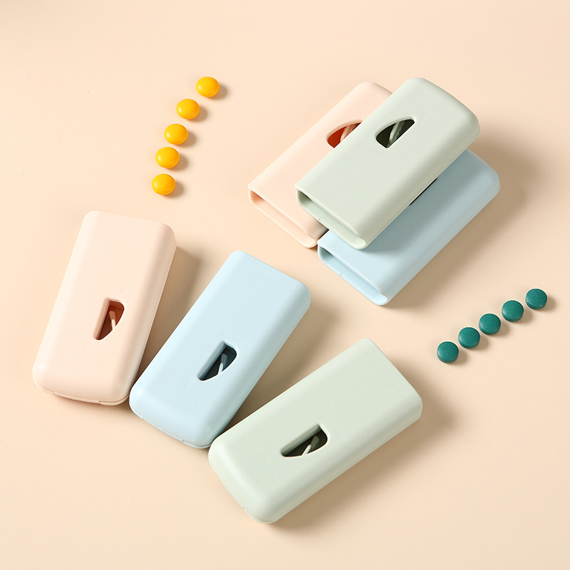 Portable Rectangular Tablet Cutter Splitter Box Pill Dispenser Storage Case Organizer Container Medicine Tablet Mini Pill Case