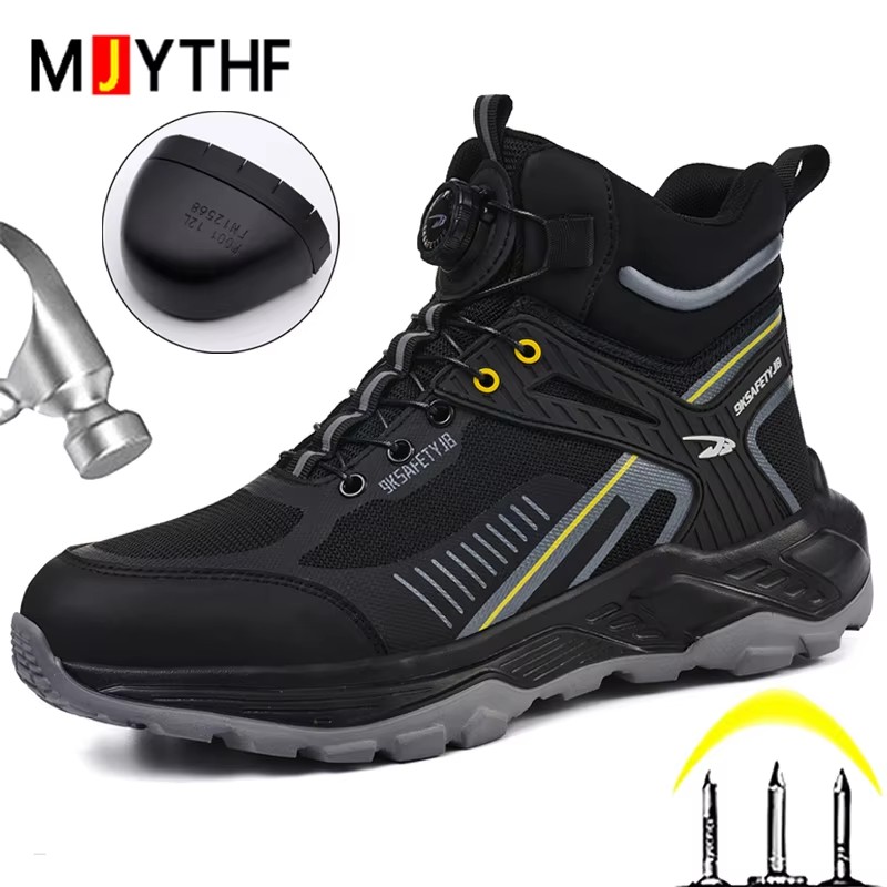 2026 New Rotating button Work Safety Boots Men Shoes Anti-smash Anti puncture Work Sneakers Security Shoes Steel toe Boots Male