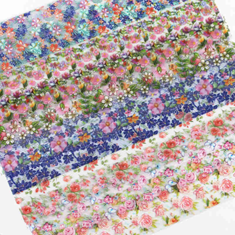 10Pcs/pack Fashion Nail Foil Stickers Set Women For Nails Rose Blue Flowers Art Stick Decals Transfer Sticker Decoration DIY