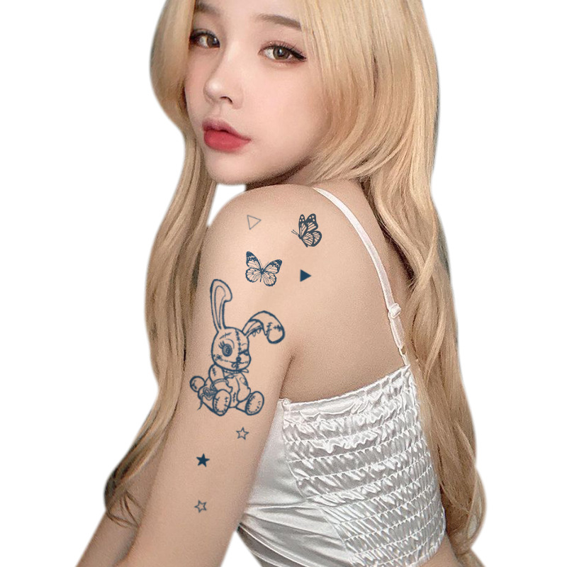 Semi permanent cartoon herbal tattoo stickers for women's waterproof disposable water transfer printing stickers