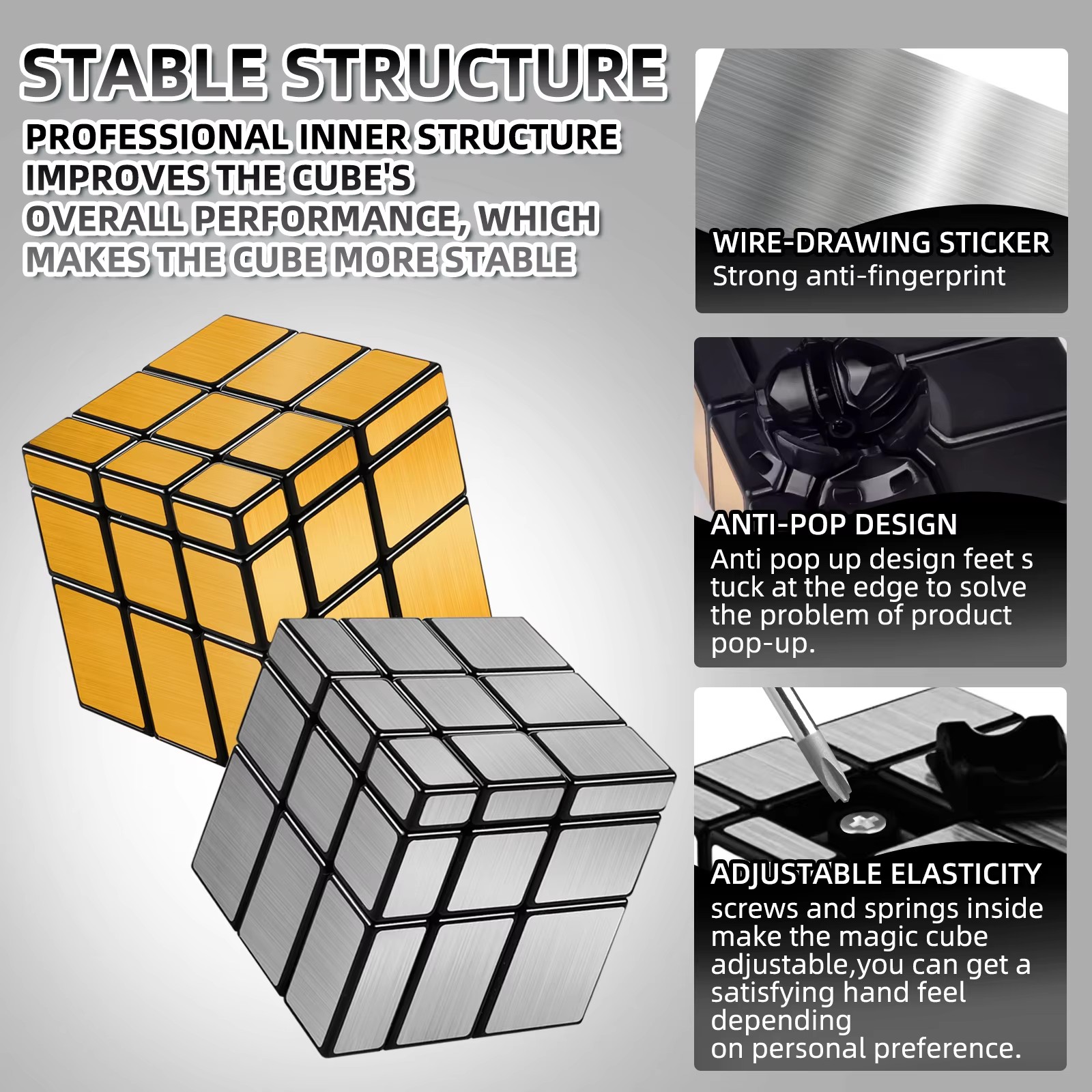 1PC Mirror Cube 3x3 Gold and Silver Stress Relief Cube Special Shape Speed Cube Puzzle Toy Children's Puzzle Gift Toy