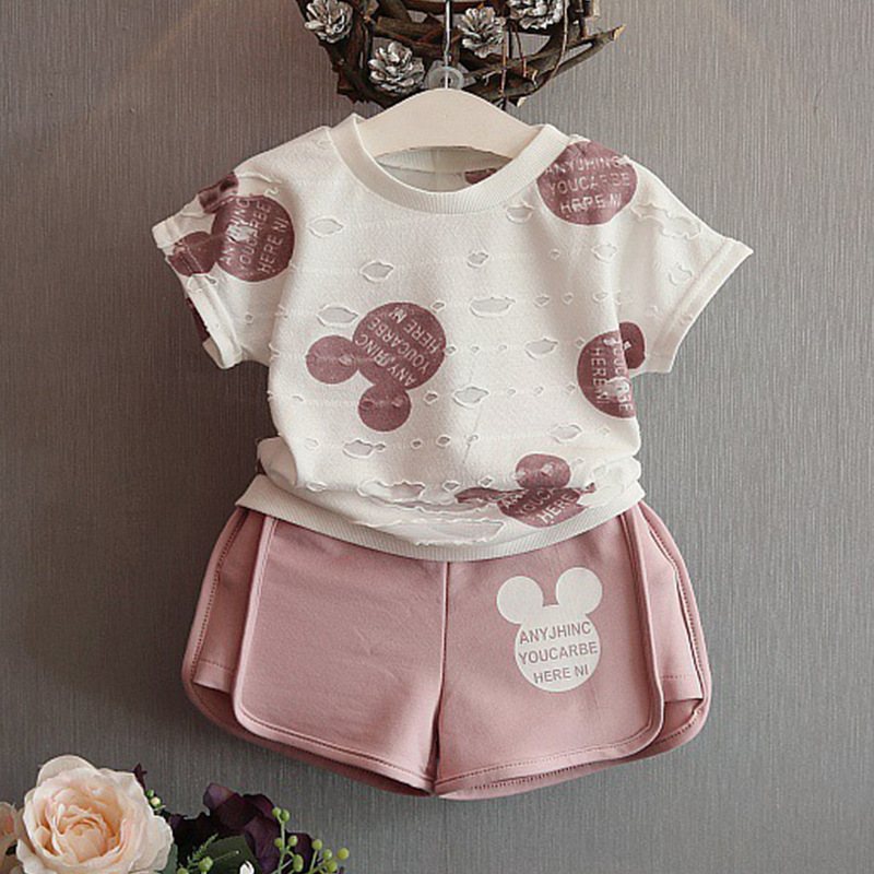 Clothing Sets Fashion Summer Kids Clothing Sets Lovely Doll Print T-shirt+Short 2Pcs for Girls Clothes &