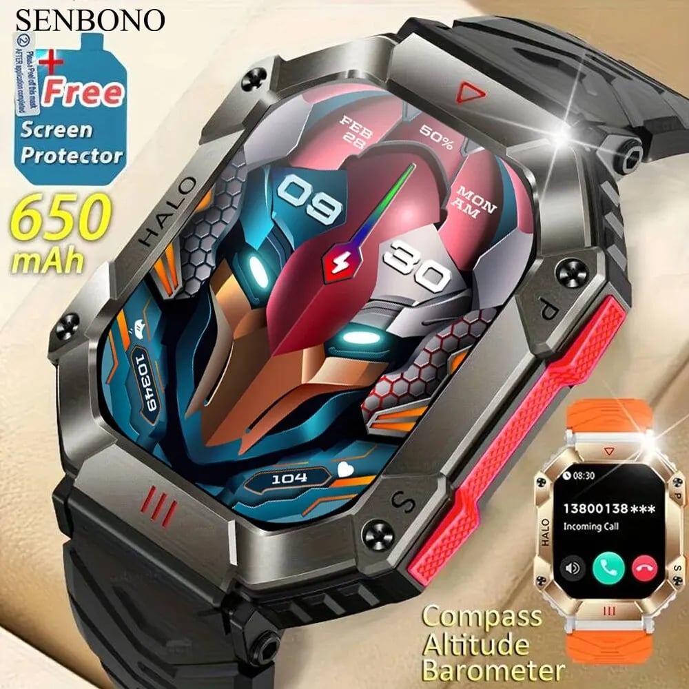 Men Smartwatch Compass Barometer Altimeter GPS Trajectory Outdoor Sport Bluetooth Call 650mAh 2.0'' Smart Watch Men